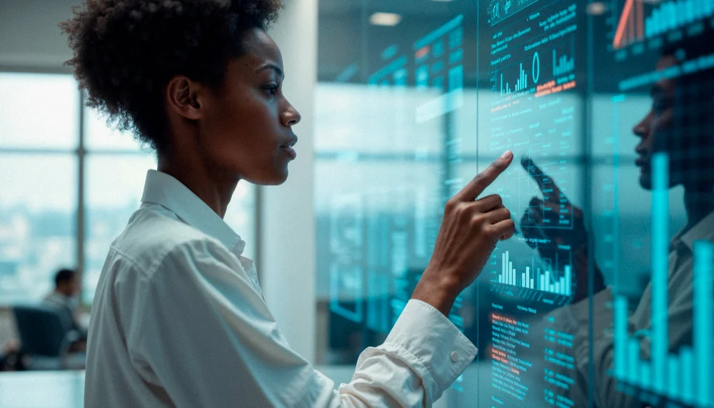 Business team evaluating data quality metrics