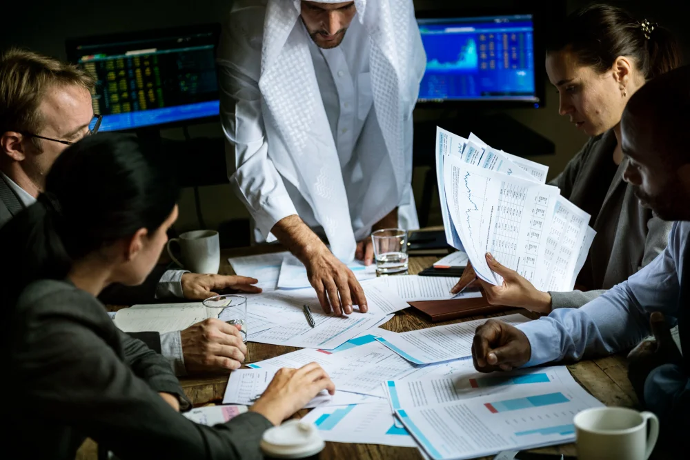 Teams reviewing analytics and business insights